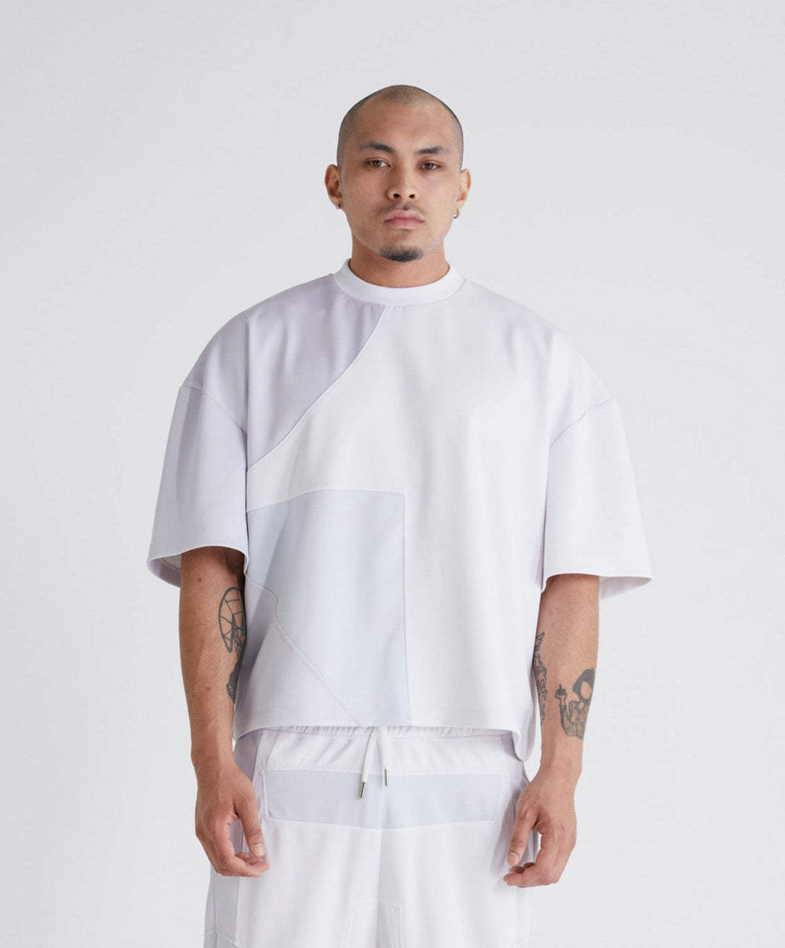 Front view of Nouvel Colour Block Oversized Mens Streetwear Tee
